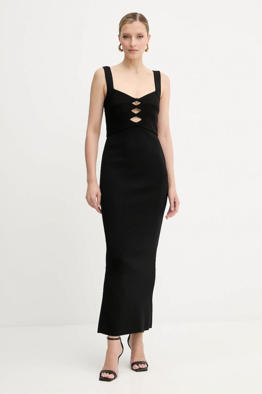 Šaty Herve Leger Alessia čierna farba, midi, priliehavé, CBW8524694