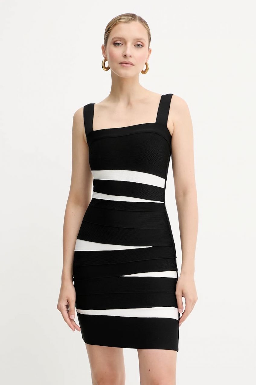 Šaty Herve Leger Eve čierna farba, mini, priliehavé, HLT8524993