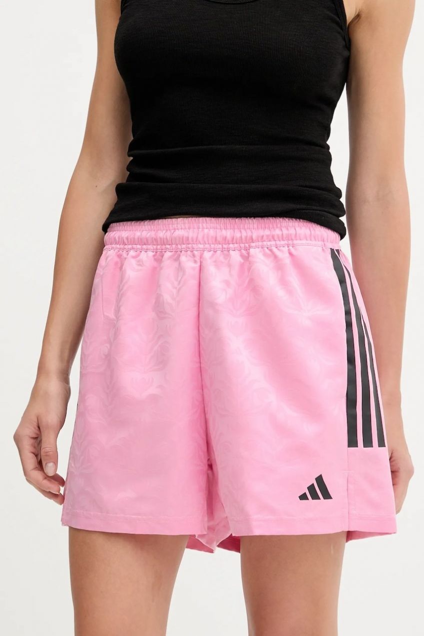 Šortky adidas House of Tiro ružová farba, vzorované, vysoký pás, JL9207