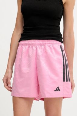 Šortky adidas House of Tiro ružová farba, vzorované, vysoký pás, JL9207
