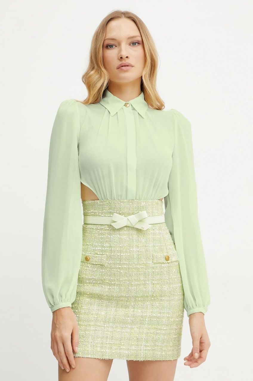 Šaty Elisabetta Franchi tyrkysová farba, mini, priliehavé, AB69752E2