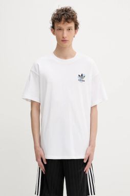 Bavlnené tričko adidas Originals Florals Logo pánske, biela farba, s potlačou, KE6586