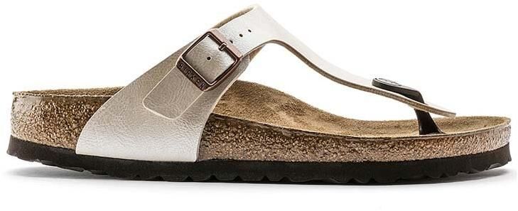 Kožené žabky Birkenstock Gizeh dámske, béžová farba, na plochom podpätku, 943873