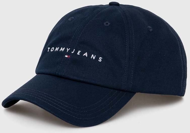 Bavlnená šiltovka Tommy Jeans tmavomodrá farba, s nášivkou, AW0AW16868