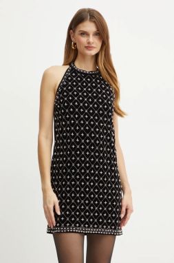 Zamatové šaty Twinset čierna farba, mini, priliehavá, 242TT2241