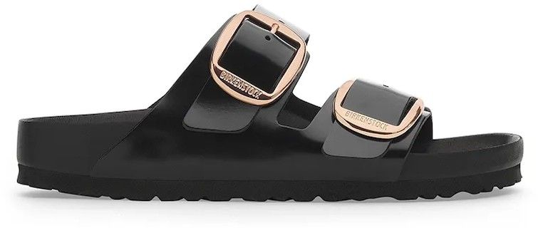 Kožené šľapky Birkenstock Arizona Exq Big Buckle dámske, čierna farba, 1027840