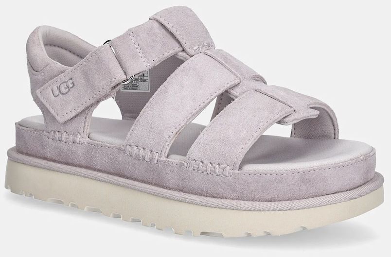Semišové sandále UGG Goldenstar Strap ružová farba, na platforme, 1137890-BYF