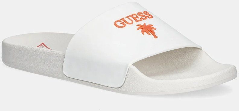 Šľapky Guess SLIDES PALMA pánske, biela farba, F5GZ05 BB00F
