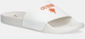 Šľapky Guess SLIDES PALMA pánske, biela farba, F5GZ05 BB00F
