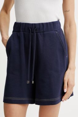 Bavlnené šortky MAX&Co. dámske, tmavomodrá farba, jednofarebné, vysoký pás, 2516781013200