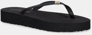 Šľapky Tommy Hilfiger ELEVATED CHIC BEACH SANDAL čierna farba, na plochom podpätku, FW0FW08523