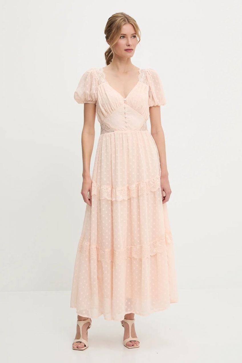 Šaty Answear.LAB béžová farba, maxi, áčkový strih