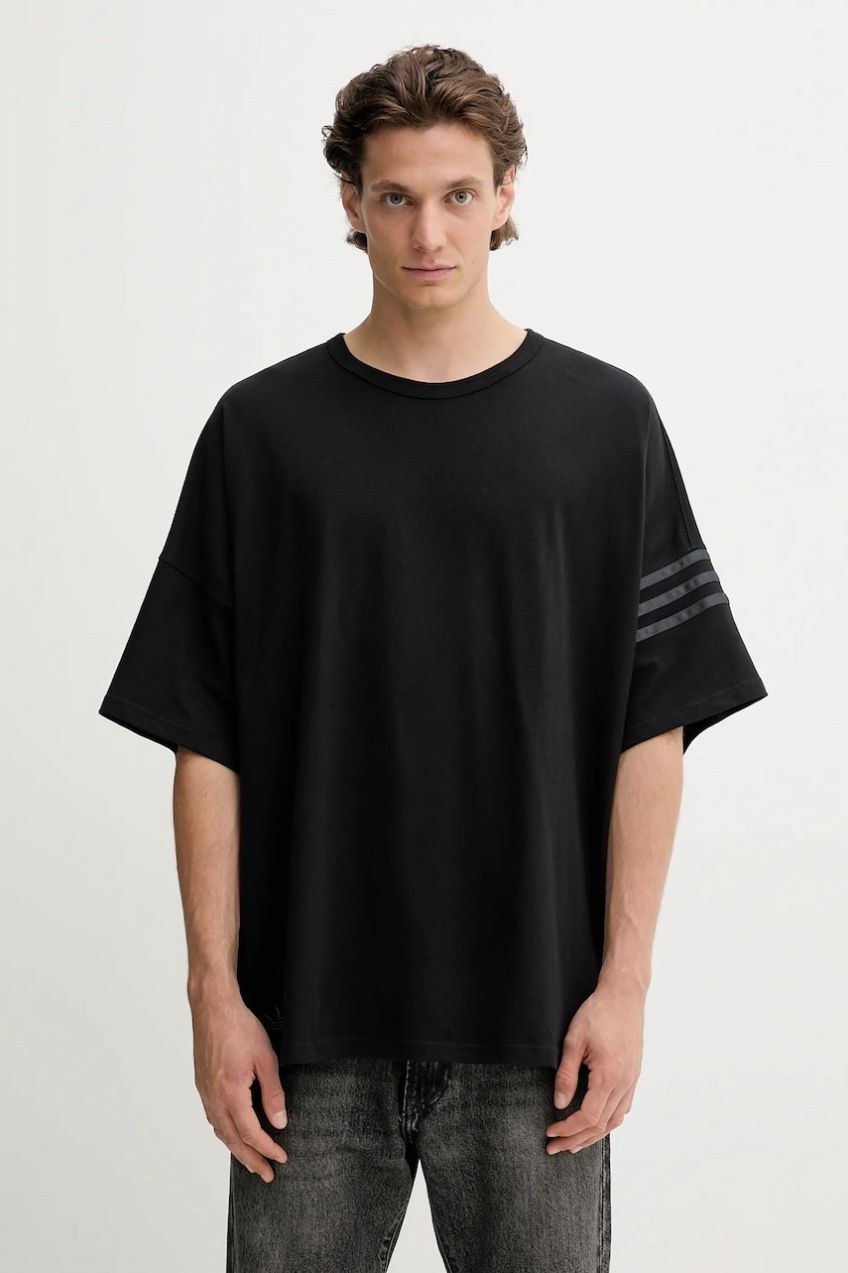 Bavlnené tričko adidas Originals Neu C Tee pánske, čierna farba, jednofarebné, HZ3700