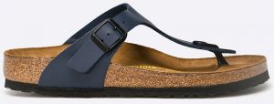 Šľapky Birkenstock Gizeh dámske, tmavomodrá farba, na plochom podpätku, 143621