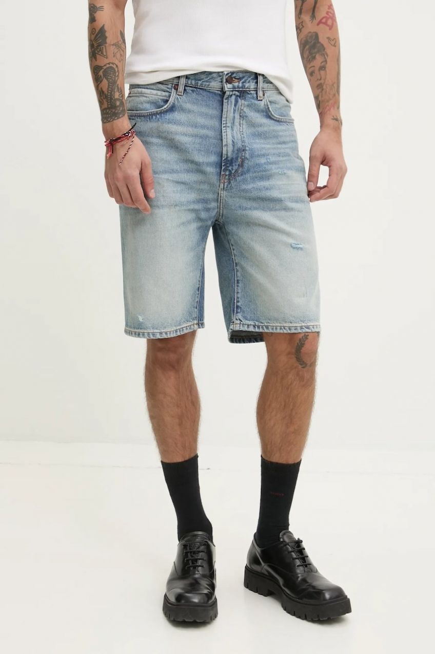 Rifľové krátke nohavice HUGO pánske, 50537709