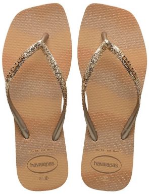 Šľapky Havaianas SLIM SQUARE GLITTER dámske, hnedá farba, 4149417.0570