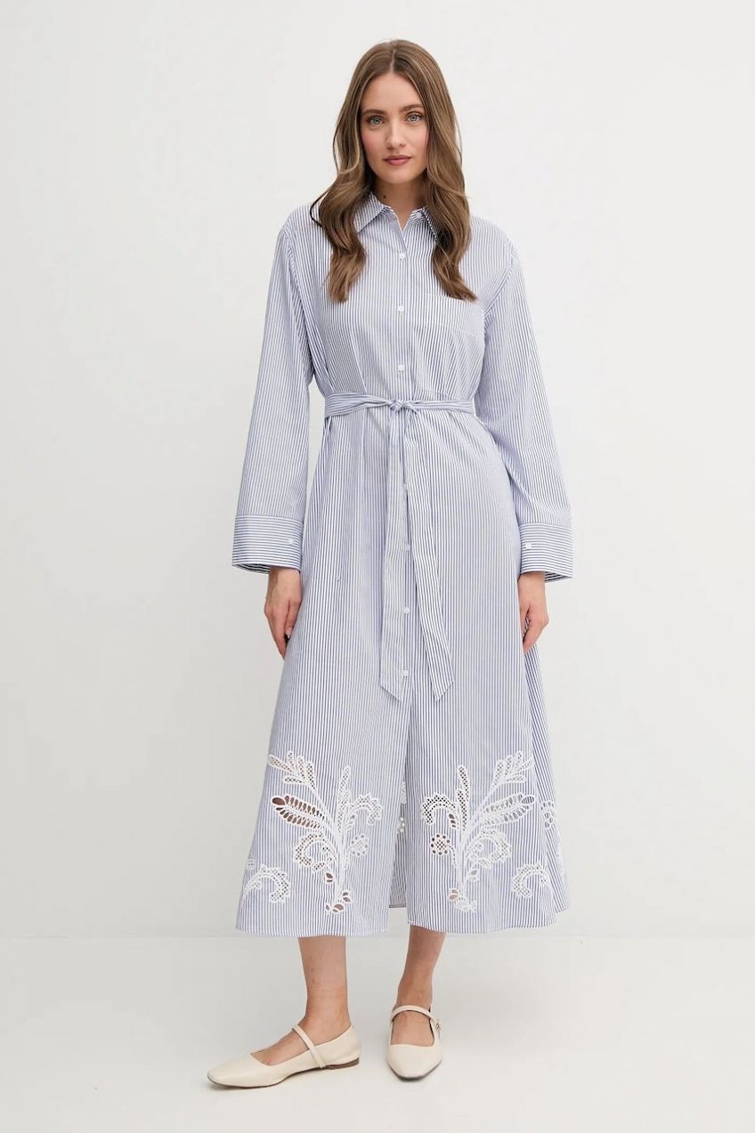 Bavlnené šaty Tommy Hilfiger midi, rovný strih, WW0WW44660