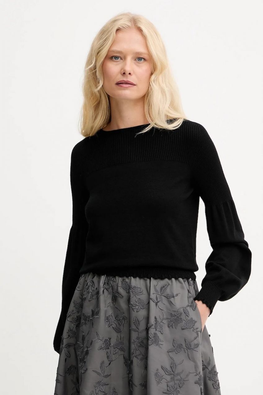 Sveter Twinset čierna farba, ľahký, 252TP3061