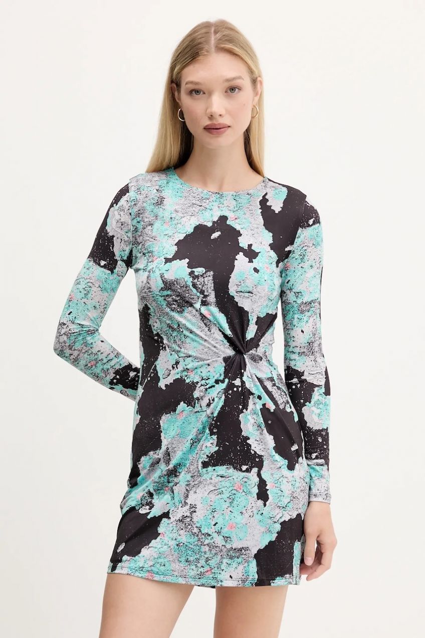 Šaty Desigual WALL LACROIX čierna farba, mini, áčkový strih, 25WWVK09