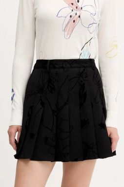 Sukňa Desigual FLOCK čierna farba, mini, áčkový strih, 25WWFW10