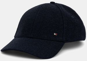 Čiapka s vlnenou podšívkou Tommy Hilfiger tmavomodrá farba, AM0AM13784
