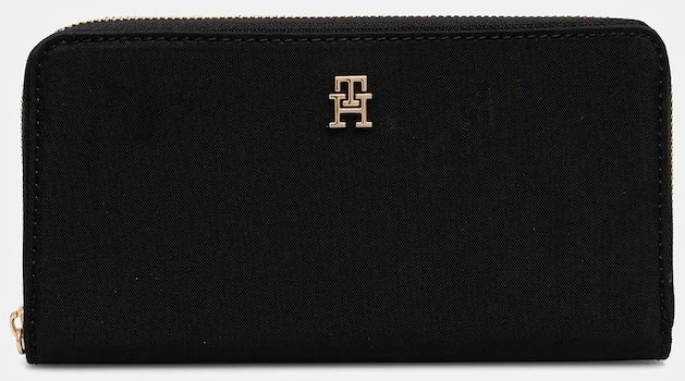 Peňaženka Tommy Hilfiger dámska, čierna farba, AW0AW17750