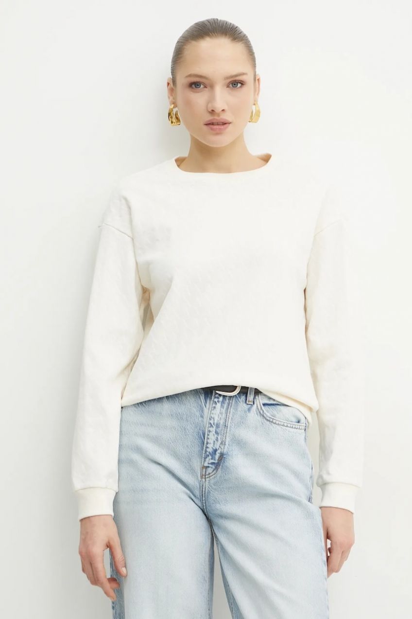 Mikina Armani Exchange dámska, béžová farba, vzorovaná, 8NYMLG YJE5Z