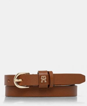 Kožený opasok Tommy Hilfiger dámsky, hnedá farba, AW0AW17246