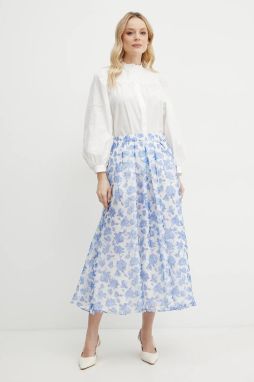 Hodvábna sukňa Weekend Max Mara fialová farba, midi, áčkový strih, 2515101072600
