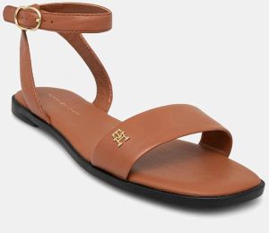 Kožené sandále Tommy Hilfiger ANKLE STRAP LEATHER SANDAL dámske, hnedá farba, FW0FW08422