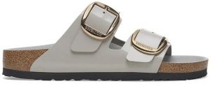 Kožené šľapky Birkenstock Arizona Big Buckle dámske, sivá farba, 1029346