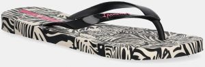 Šľapky Ipanema ANIMAL PRINT dámske, čierna farba, na plochom podpätku, 83617-AY386