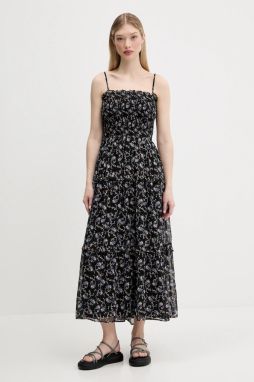 Šaty Tommy Jeans čierna farba, maxi, áčkový strih, DW0DW20339