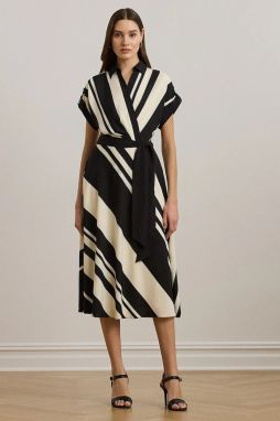 Šaty Lauren Ralph Lauren čierna farba, midi, áčkový strih, 250963463