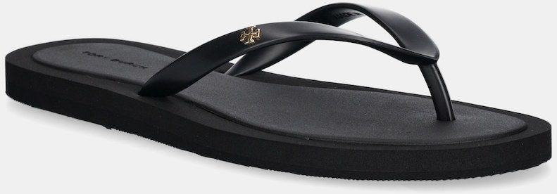 Šľapky Tory Burch Kira čierna farba, na plochom podpätku, 162307-013