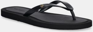 Šľapky Tory Burch Kira čierna farba, na plochom podpätku, 162307-013
