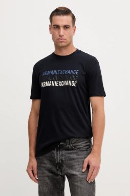 Tričko Armani Exchange pánske, tmavomodrá farba, s nášivkou, XM001444 AF10358