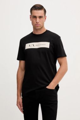 Bavlnené tričko Armani Exchange pánske, čierna farba, s potlačou, XM001425 AF10361
