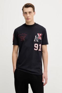 Bavlnené tričko Armani Exchange pánske, tmavomodrá farba, s nášivkou, XM001452 AF10361