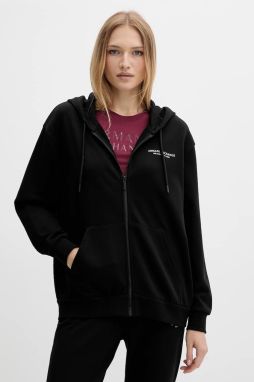 Bavlnená mikina Armani Exchange čierna farba, s kapucňou, jednofarebná, XW001452 AF10830