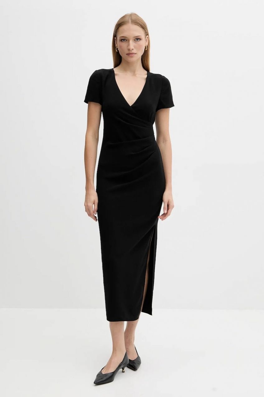 Šaty Armani Exchange čierna farba, maxi, priliehavé, XW000665 AF10872
