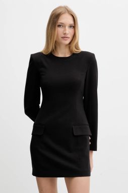 Šaty s prímesou vlny Armani Exchange čierna farba, mini, priliehavé, XW000661 AF16142