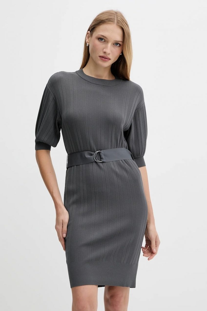 Šaty Armani Exchange šedá farba, mini, rovný strih, XW000775 AF10352
