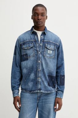 Rifľová košeľa Guess Originals modrá farba, regular, s klasickým golierom, M5YH82 D5R01