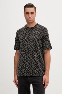 Bavlnené tričko Armani Exchange pánske, čierna farba, vzorované, XM001897 AF10356
