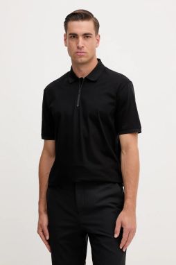 Bavlnené polo tričko Armani Exchange čierna farba, jednofarebné, XM001291 AF10364