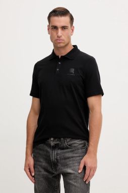 Polo tričko Karl Lagerfeld pánske, čierna farba, jednofarebné, 554221.745015