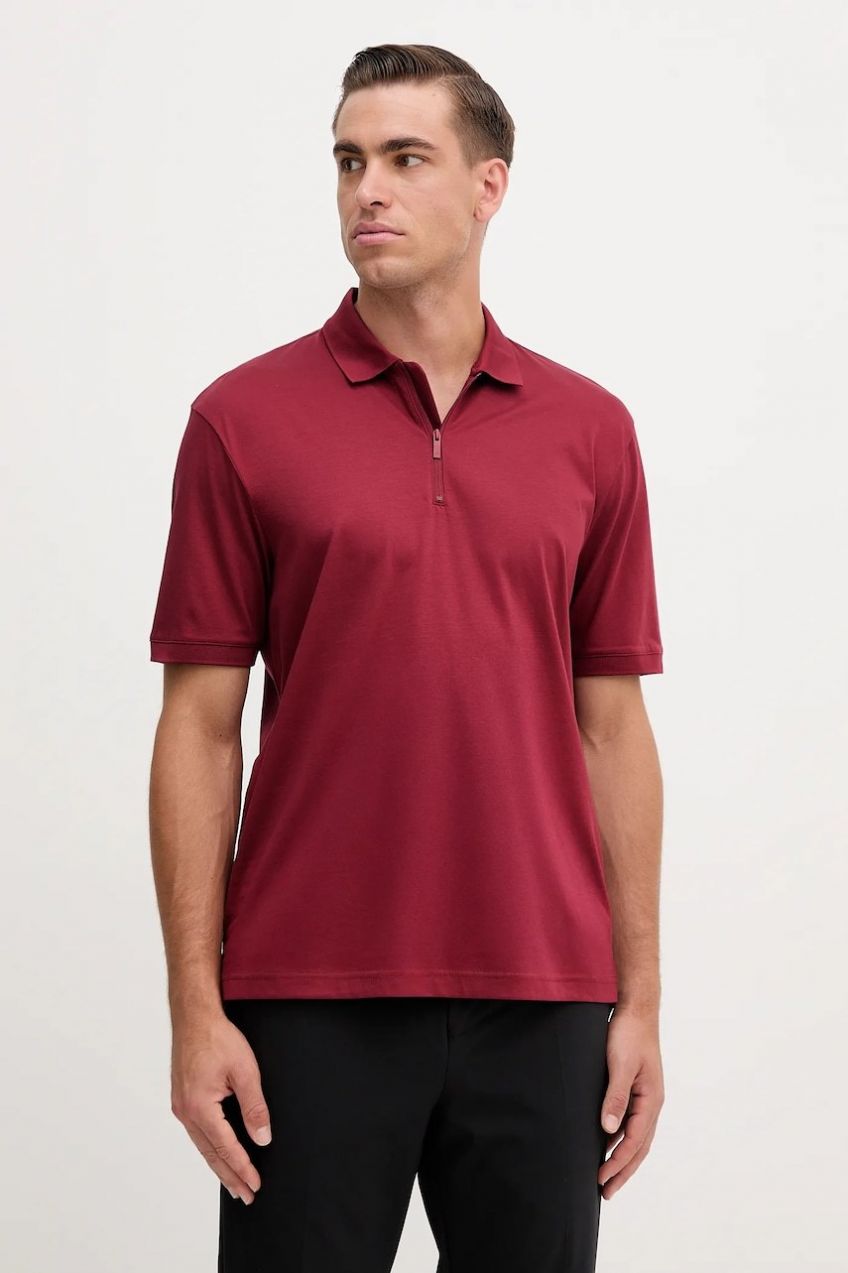 Bavlnené polo tričko Armani Exchange bordová farba, jednofarebné, XM001291 AF10364