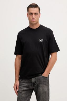 Bavlnené tričko Armani Exchange pánske, čierna farba, s potlačou, XM001451 AF10356