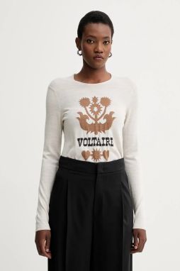 Vlnený sveter ZADIG&VOLTAIRE béžová farba, ľahký, KWSW02802